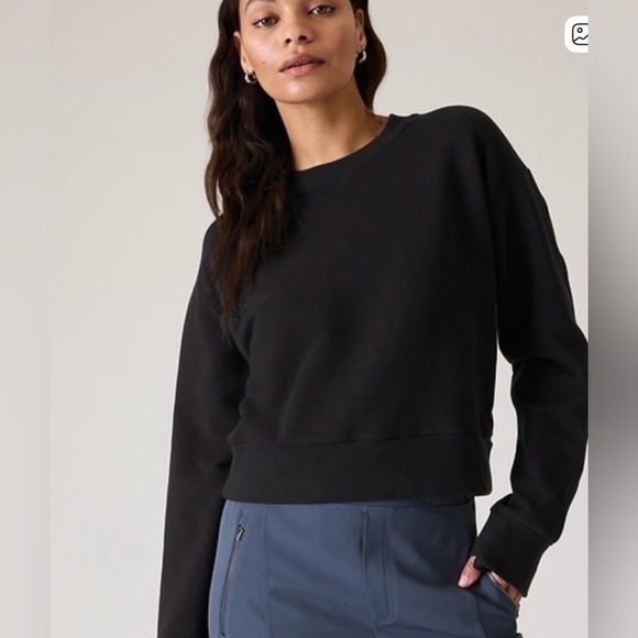 NWT Athleta Retroplush Revive Crewneck Sweatshirt Black Size XS - Picture 10 of 10